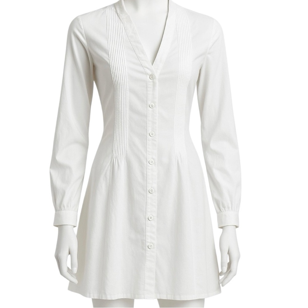 Rag & Bone Cotton ButtonDown Pintuck Pleated Tuxedo Tunic Long Sleeve Mini Dress - Picture 3 of 14